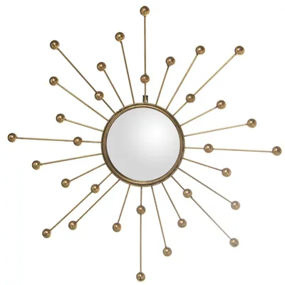 Image de Miroir mural rond en métal doré