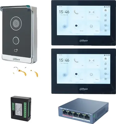 Obrázok produktu pre Dahua IP videovrátnik, farebný dotykový displej, indukčný prístup pomocou karty, 1 DB 2 čierna obrazovka