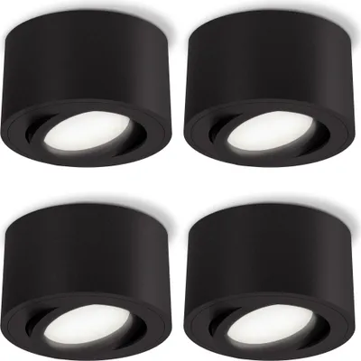 Produktbild von SSC-LUXon CELI-1BM flache LED Aufputz Deckenleuchte 4er Set - mit LED Modul tauschbar 4W neutralweiß 230V - Aufbauspot schwarz