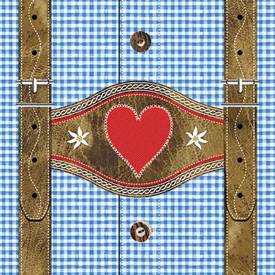 Produktbild von 20 Servietten Lederhosen blue - Lederhosen und Hemd blau 33x33cm