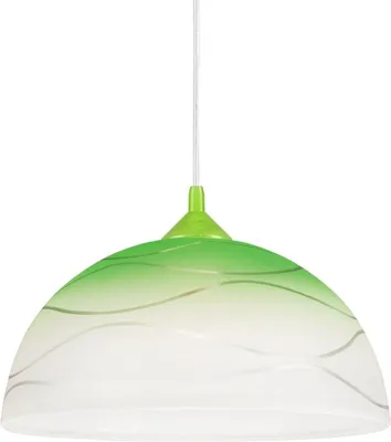 Produktbild von ADANIA Pendelleuchte Vintage Glas Weiß Grün Ø30cm rund E27 blendarme Hängelampe Küche