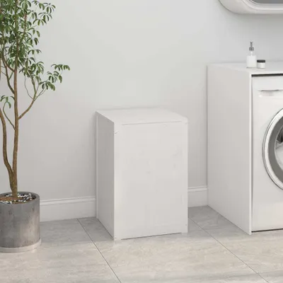 Produktbild von The Living Store Wäschetruhe Weiß 44x44x66 cm Massivholz Kiefer