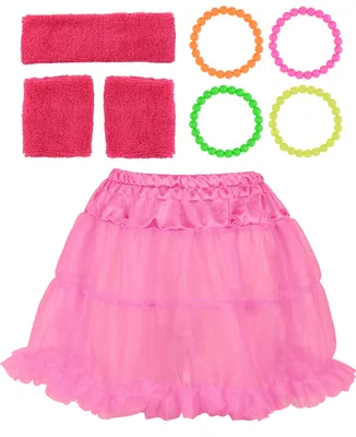 Produktbild von 8 teiliges 80er Jahre Kostüm Set für Damen - Schweißbänder, Tutu, Ketten
