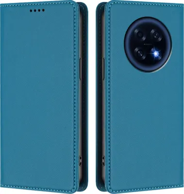 Produktbild von Handyhülle für Oppo A6 GT, Kunstleder Klapphülle Stoßfeste Magnetische Hülle mit Ständer Blau