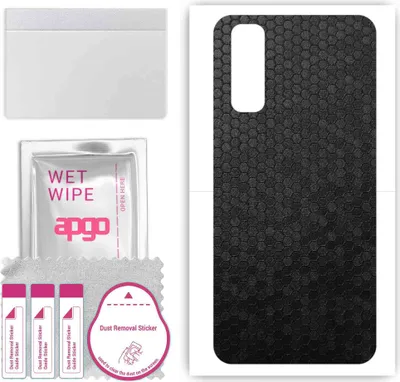 Produktbild von apgo Rückseite Schutzfolie, Skin, kompatibel mit Vivo Y50t, Hinten Displayschutzfolie aus Vinylfolie, kratzfest, einfache Montage - Schwarze Honigwabe