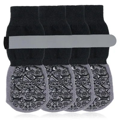 Produktbild von INF Wasserfest Rutschfest Pfoten-Socken Polyester 4er-Set Katzen und Hunde Schwarz S