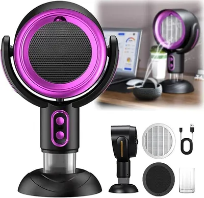 Produktbild von Rauchentferner Lüfter, kompakte Desktop-Dunstabzugshaube, Mini-Lüfter, tragbarer Rauch- und Luftreiniger, ideal für Haushalte - Lila.