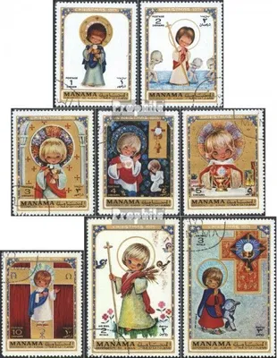 Produktbild von Briefmarken Manama 1971 Mi 609A-616A (kompl.Ausg.) gestempelt Weihnachten 1971