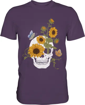 Produktbild von Schmetterling Totenkopf Sonnenblumen T-Shirt Gärtner Geschenk – Urban Purple / 3XL