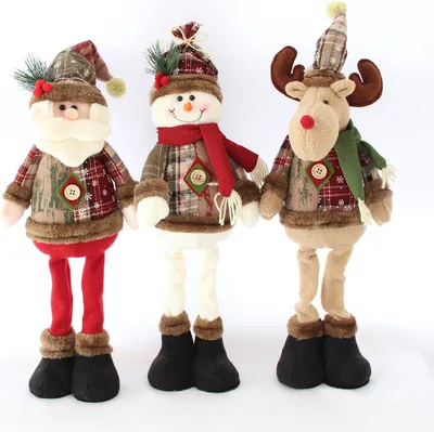 Produktbild von 3Pcs Weihnachtsdekoration Spielzeug Weihnachtsmann Schneemann Rentier Stehende Plüschpuppe Partygeschenke