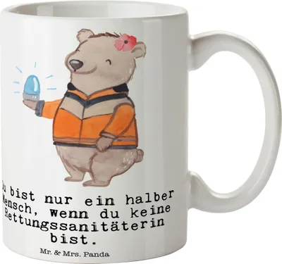 Produktbild von Mr. & Mrs. Panda Pott Rettungssanitäterin Herz - Weiß - Geschenk, Teetasse, Teepott, Becher, Tasse, Kaffeetasse