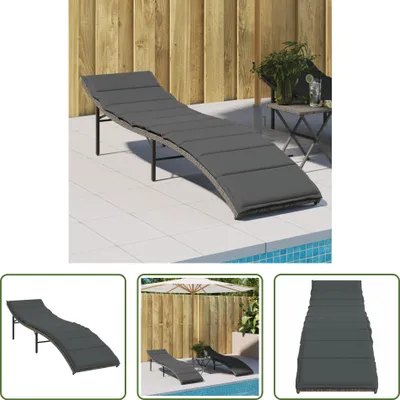 Produktbild von The Living Store Sonnenliege mit Kissen Grau 55x199x50 cm Poly Rattan