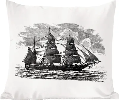 Produktbild von MuchoWow® Zierkissen Sofakissen Wohnzimmer Dekokissen 50x50 cm Jahrgang - Boot - Segeln - Komfort - Sofakissen
