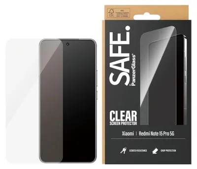 Produktbild von PanzerGlass SAFE. by ® Displayschutz Xiaomi Redmi Note 15 Pro 5G | Ultra-Wide Fit, Xiaomi, Xiaomi - Redmi Note 15 pro 5G, Trockene Anwendung, Kratzresistent, Schockresistent, Transparent, 1 Stück(e)