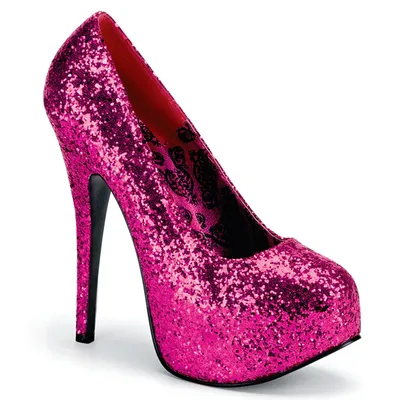 Obrázok produktu pre TEEZE-06G Bordello Dámske vysoké podpätky Skrytá platforma Stiletto Pumps Hot Pink Glitter