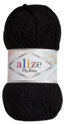 100g Alize My Baby Strickgarn Wolle Acrylgarn Oeko-Tex 100 Häkelgarn schwarz