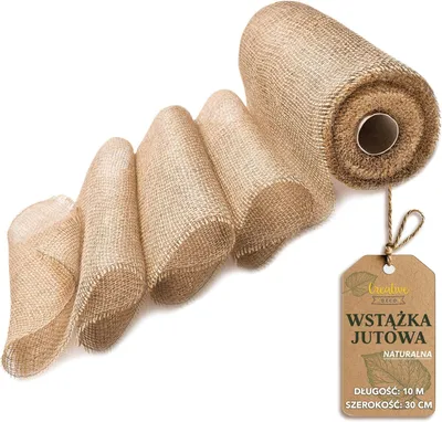 Zdjęcie produktu dla Creative Deco Wstążka Jutowa do dekoracji | rolka 30 cm x 10 m | naturalna brązowa tkanina | dekoracyjny bieżnik na stół, boho, wesele