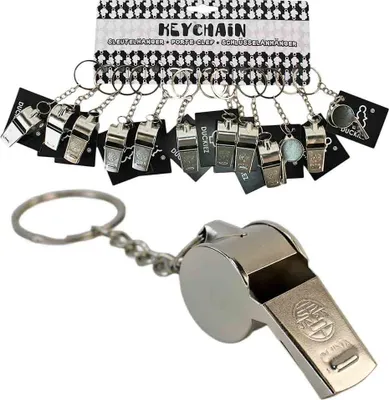 Produktbild von 12 Stück Trillerpfeife aus Metall Schlüsselanhänger - ca. 4 cm