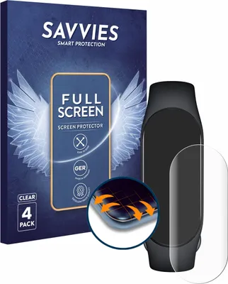 Produktbild von 4x Savvies Fullscreen Schutzfolie für Xiaomi Smart Band 7 Displayschutz Folie Fullcover Klar Transparent