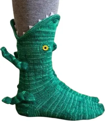 Produktbild von ASKSA 3D Stricksocken mit Tieren Animal Socks Winter Warme Umarmung Kuschelsocken Damen Herren Weihnachten Socken,Krokodil