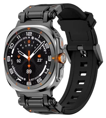 Obrázek produktu pro Pro Samsung Galaxy Watch Ultra 47mm silikonový řemínek s kovem - rychloupínací černý