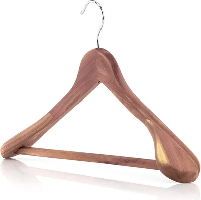 Productafbeelding van Famanu cedershouten kledinghangers, 45 cm - Set met antislip broekophangers