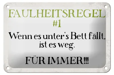 Produktbild von Blechschild Spruch 18x12cm Faulheitsregel 1 Retro Schild