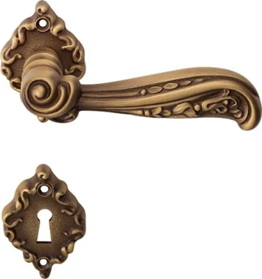 Produktbild von Casa Padrino Barock Türgriff Set Messing Patiniert 13 x H. 6,5 cm - Türgriffe im Barockstil