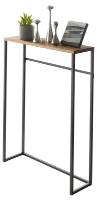 Konsolentisch mit Haken, Stahl/Holz, Schwarz, 60x18,5x80,5 cm