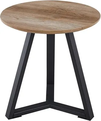 Immagine prodotto di Tavolino basso rotondo PASAO – Legno di rovere invecchiato e metallo nero – Stile rustico