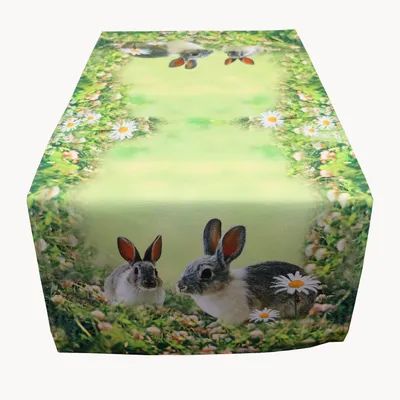Produktbild von Tischwäsche mit Osterhasen grün Frühling Ostern 40 x 90 cm