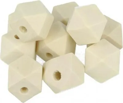 Produktbild von 10 Stück Holzperlen, vieleckig, 15 mm, für DIY Schmuck und Bastelprojekte