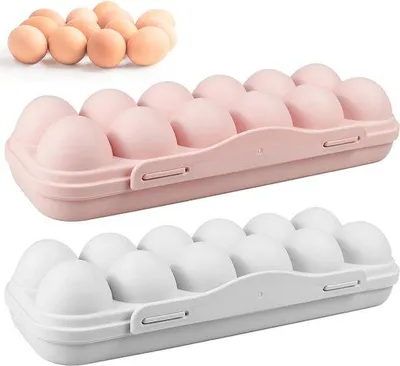 Zdjęcie produktu dla Pudełka na jajka, 12 sztuk, szaro-różowe, odporne na uderzenia, wielokrotnego użytku