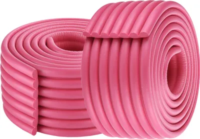 Image de (pack de 2) 2 mètres de forme W multifonctionnelle Protection ultra-large Barre de choc élargie et épaissie Bande de pare-chocs pour enfants, Rose Pink