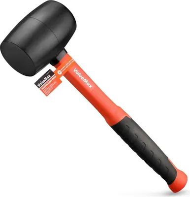 Image de Marteau caoutchouc manche fibre de verre tête caoutchouc poignée ergonomique 450g noir - ValueMax