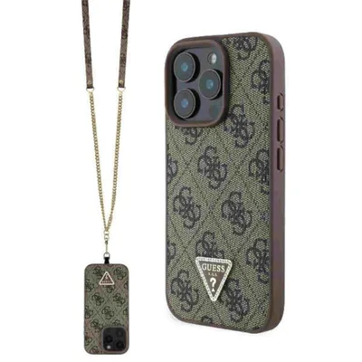 Zdjęcie produktu dla Guess Guhcp16Lp4Tdscpw Iphone 16 Pro6.3 Brązowy/Brown Hardcase Leather Metal Logo Strass Crossbody