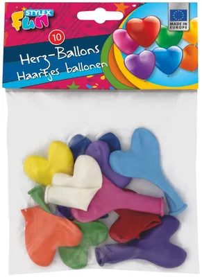 Produktbild von Stylex 14761, Spielzeugballon, Gemischte Farben, Herz (Form), 10 Stück(e), Polybag, Europa