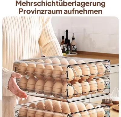 Produktbild von Praktische Doppelstöckige Eieraufbewahrung mit Schubladensystem für Kühlschrank