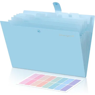 Produktbild von Fächermappe A4 mit 8 Fächern, hellblau, PP-Kunststoff, mit Etiketten