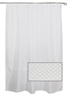 Produktbild von Textil Duschvorhang ca. 180x200 cm Uni Weiß kariert Ösen Vorhang inkl. 12 Ringe