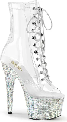 Produktbild von Pleaser BEJEWELED-1021C-7 Plateau Stiefeletten Transparent - Silber EU 35