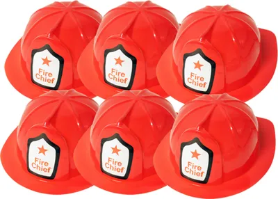 Produktbild von Kinder Feuerwehrhelm aus PVC - ca. 26 cm lang 6er-Set