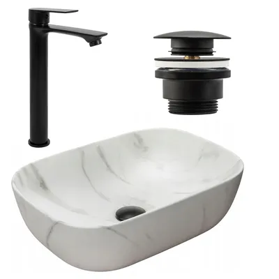 Obrázek produktu pro Umývadlo Na Dosku Rea Belinda Marble Mat White