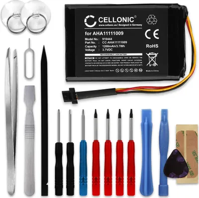 Produktbild von CELLONIC 1x Akku für Navigation Kompatibel mit TomTom Go 600, Go 60, Start 62, VFAS - (1200mAh, 3.7V) + Werkzeug-Set 17tlg