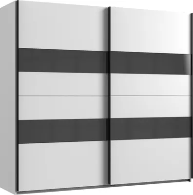 Produktbild von Kleiderschrank "Altona2" aus Spanplatte in Weiß mit 2 Türen und 4 Einlegeböden. Abmessungen (B/H/T) 225x210x65 cm