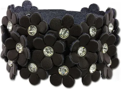 Produktbild von SilberDream Armband -gegerbtes Rindsleder- braun Glitzer Blumen Damen LA5668B