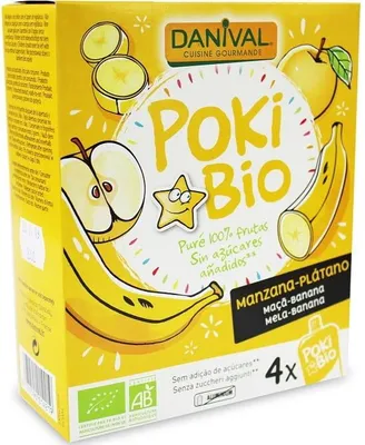 POKI - PRZECIER OWOCOWY JABŁKO - BANAN BEZ DODATKU CUKRÓW (4 x 90 g) 360 g BIO - DANIVAL
