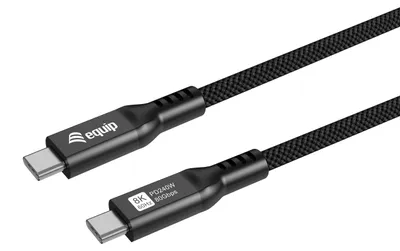 Produktbild von Equip USB 4 C auf C Kabel, 1.2m, PD240W, 8K/60Hz, 80 Gbit/s, Schwarz, 1,2 m, USB C, USB C, USB4 Gen 4x2, 80 Gbit/s, Schwarz