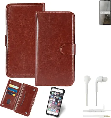 Produktbild von K-S-Trade 360° Hülle kompatibel mit Cubot Note 20 inkl. Headphones braun Kunstleder Case BookCase WalletCase Kunstlederederhülle Handyhülle,
