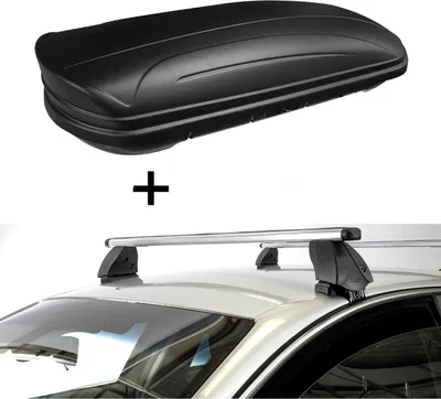 Produktbild von Dachbox VDPMAA320 320 Liter abschließbar schwarz matt + Dachträger K1 PRO Aluminium kompatibel mit für Ford Focus III (5Türer) 14-17